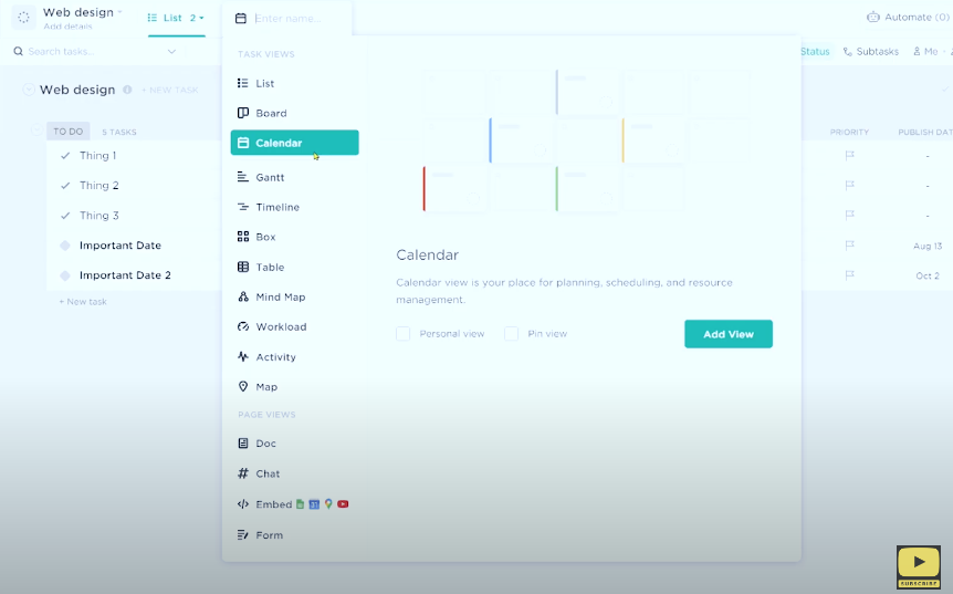 ClickUp Calendar View and Custom Dates Explained ProcessDriven