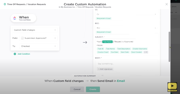 Automation clickup