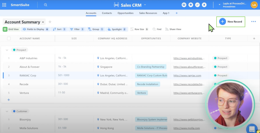 Sales CRM in SmartSuite