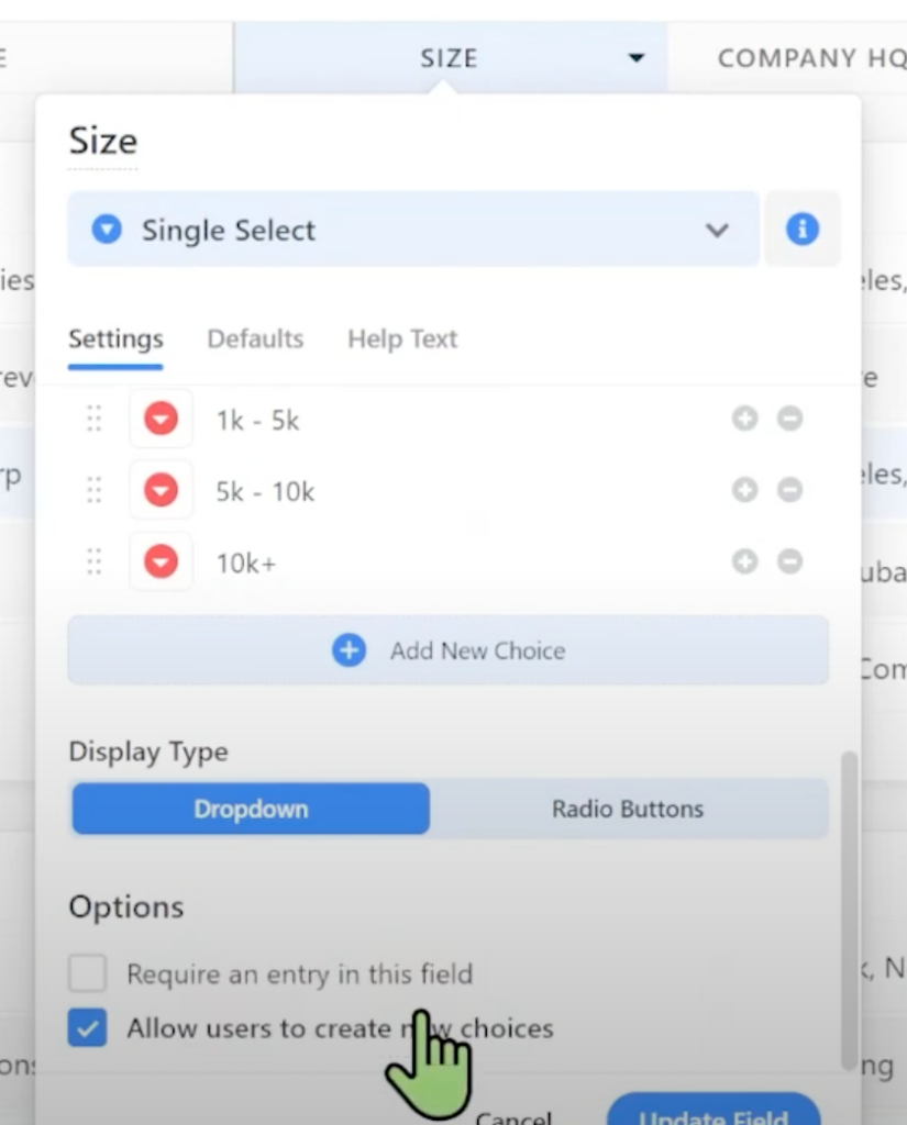 Additional Options in SmartSuite