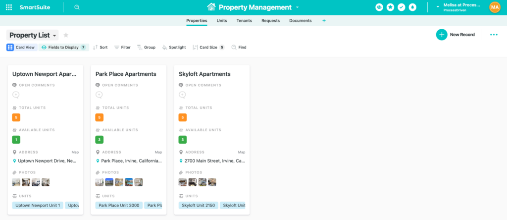 SmartSuite's View options allow us to see data in different ways.