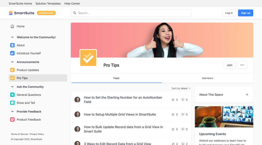 SmartSuite's community resources go above and beyond what most tools offer.